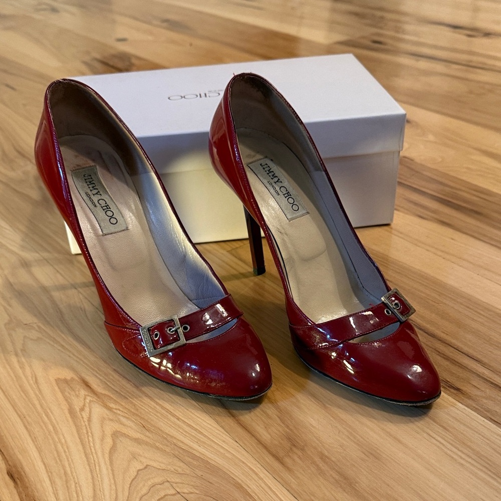 Jimmy Choo Burgundy Patent Leather Heels